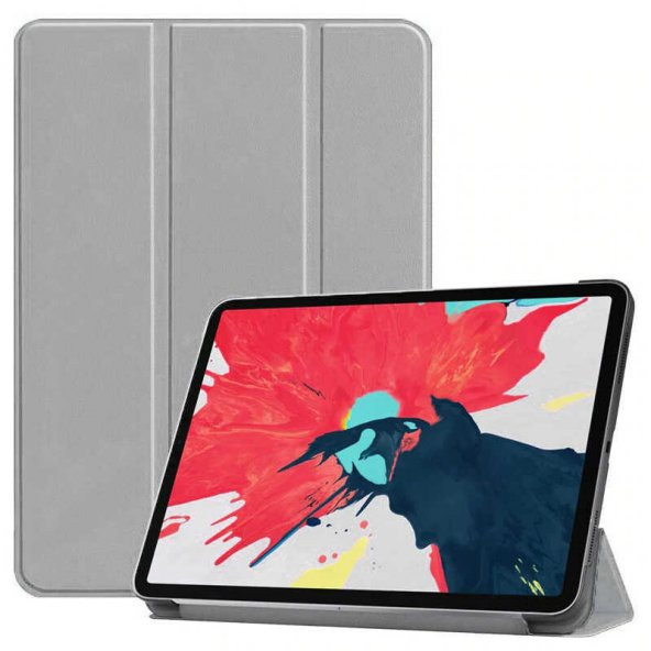 KNY Xiaomi Mi Pad 5 Kılıf Arkasi Şeffaf Sert Uyku Modlu Standlı Smart Case Gri