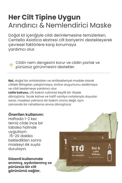 TTO Thermal Kil Maskesi Bal Ve Latte Kokusu Nemlendirici Maske - Resim 5