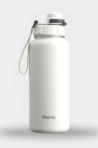 Stevig ST-213 1 Hand Leak-Proof Sızdırmaz Çelik Termos 1000ML Star White - 2