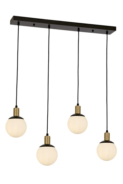 AVONNI AV-60273-4Y-BSY Siyah Boyalı Avize E27 Metal Cam 80x15cm - 1