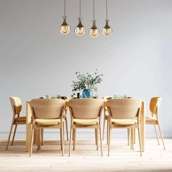 AVONNI AV-60161-4EY Eskitme Kaplama Avize E27 Metal Cam 70x13cm - Resim 2