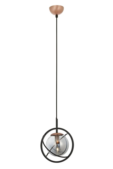 AVONNI AV-60291-1BSY Siyah Boyalı Avize E14 Metal Cam 22cm - 1