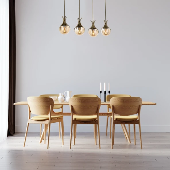 AVONNI AV-60161-4EY Eskitme Kaplama Avize E27 Metal Cam 70x13cm - Resim 3