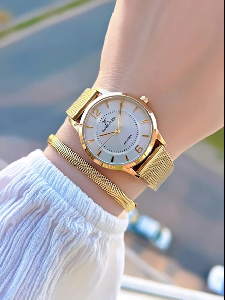 Daniel Klein Hasır Kordon 3 Atm Suya Dayanıklı 2 Yıl Garantili Kadın Kol Saati+Bileklik BDK13306.5 - Resim 2