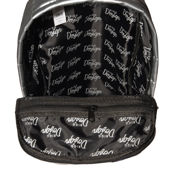 Biggdesign Moods Up Calm Kapitone Sırt Çantası Su Geçirmez Hafif Okul ve Laptop Çantası Gümüş Renk - Resim 6