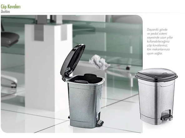 Poly Time Plastik Basmalı Pedallı Çöp Kovası Kutusu / 52 Litre - Krem / 57x40x40 Cm. - Resim 4