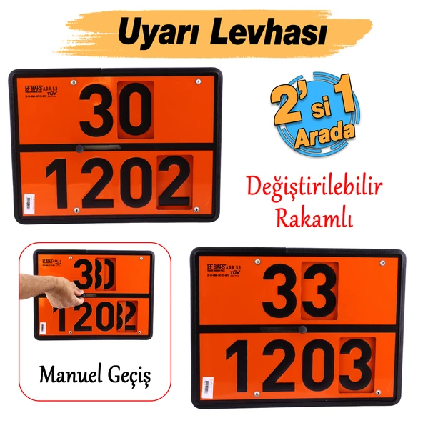 (1 Adet) Metal 40x30 cm Levha 2'si 1 Arada 30-1202 33-1203 Tehlikeli Madde Değiştirilebilir Rakamlı - Resim 2
