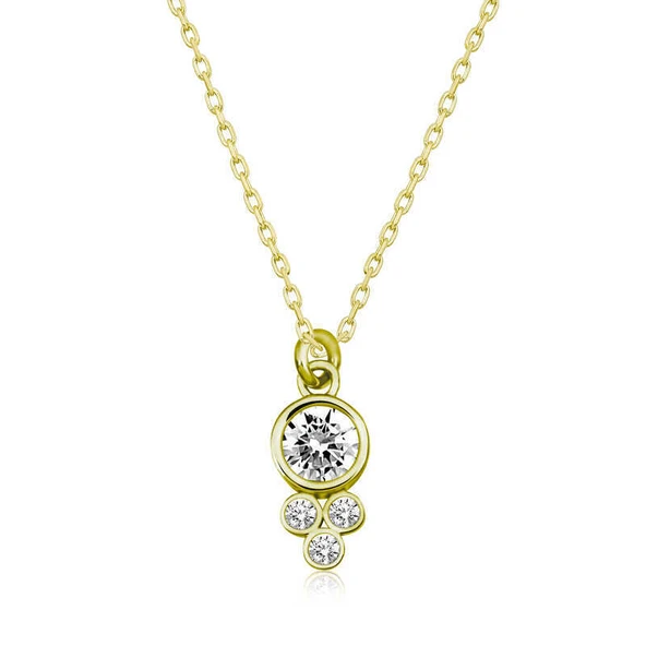 Gümüş Gold Çiğ Damlası Yuvarlak Tektaş Bayan Kolye ürün görseli 1