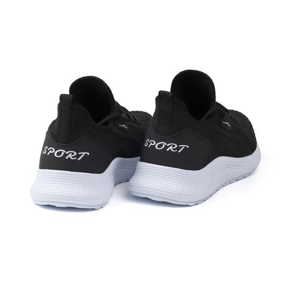 Erkek Siyah Beyaz Sneaker Spor Ayakkabı Rahat Hafif Günlük - Resim 4