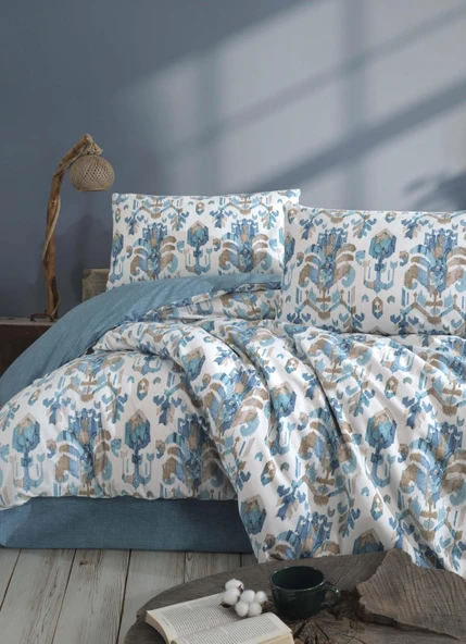Kobyen Çift Kişilik Edna İndigo Nevresim Takımı - 2