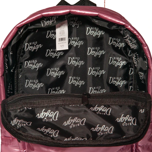 Biggdesign Moods Up Loved Kapitone Sırt Çantası Su Geçirmez Hafif Okul ve Laptop Çantası Pembe - Resim 6