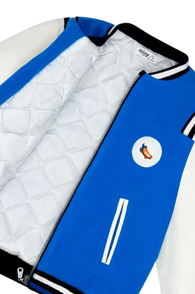 Erkek Çocuk Arma Nakışlı Kolları Suni Deri Kaşe Kolej Ceket MNT25E201 - 4