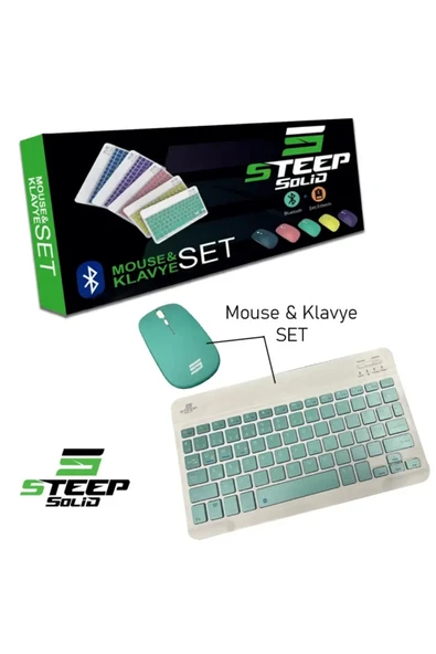 Steep Solid Magic Yeşil Şarjlı Bluetooth Klavye Mouse Set - 4