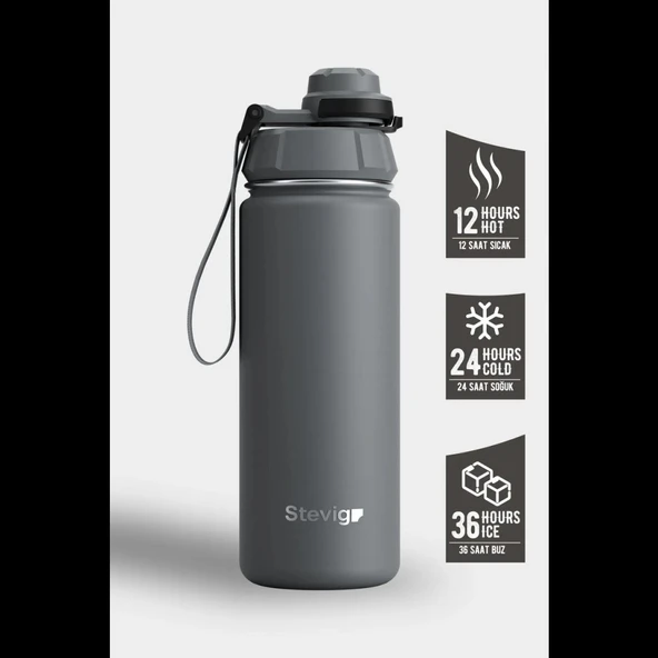 Stevig ST-209 1 Hand Leak-Proof Sızdırmaz Çelik Termos 500ML Grey - 4