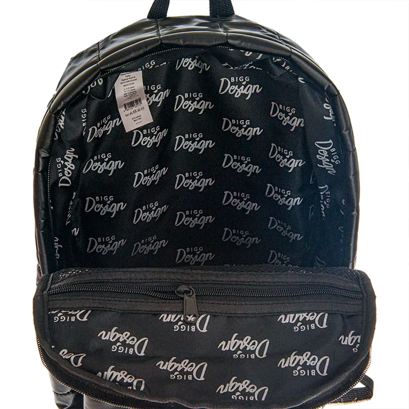 Biggdesign Moods Up Relaxed Kapitone Sırt Çantası Su Geçirmez Kumaşlı Okul ve Laptop Çantası Siyah - Resim 6