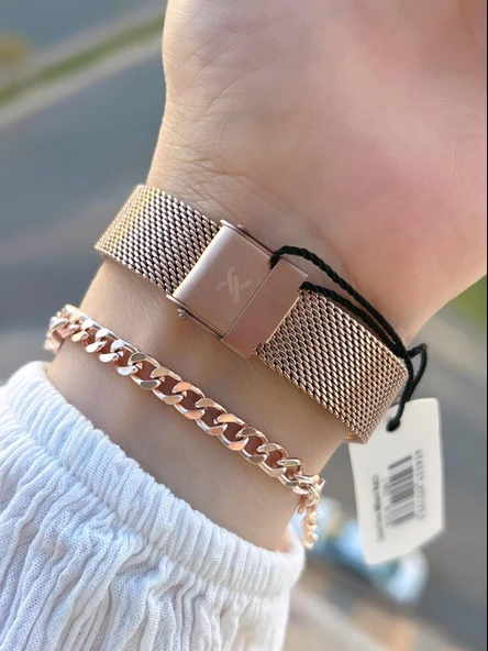 Daniel Klein Hasır Kordon 3 Atm Suya Dayanıklı 2 Yıl Garantili Kadın Kol Saati+Bileklik BDK.13306.7 - Resim 3