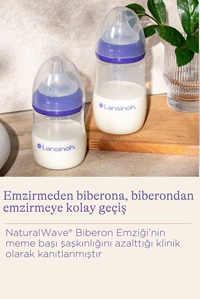 Lansino Natural Wave Silikon Uçlu Biberon , Şeffaf , Orta Akış , 240 ml - Resim 2