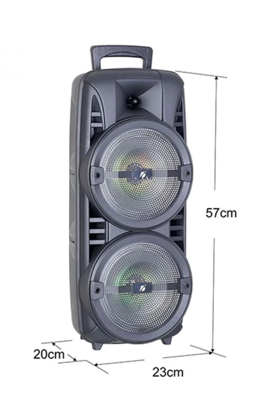 1745 Rgb Ledli Kablolu Mikrofonlu Radyolu Taşınabilir Bluetooth Hoparlör Parti Speaker - 2