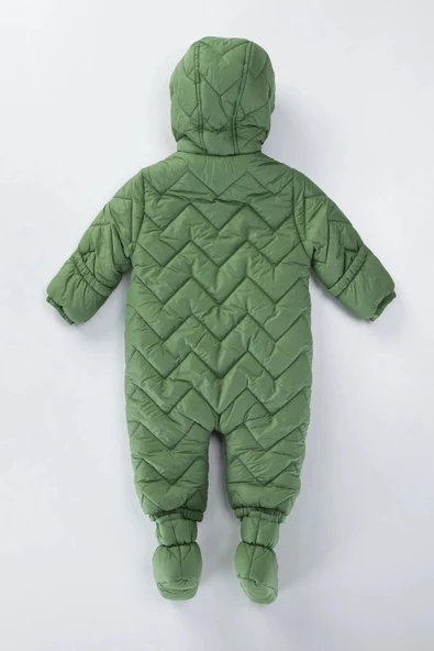 Kapitone İçi Kürklü Peluş Çıtçıtlı Kışlık Kapüşonlu Çocuk Erkek Bebek Astronot Tulum Kozmonot Mont - 6