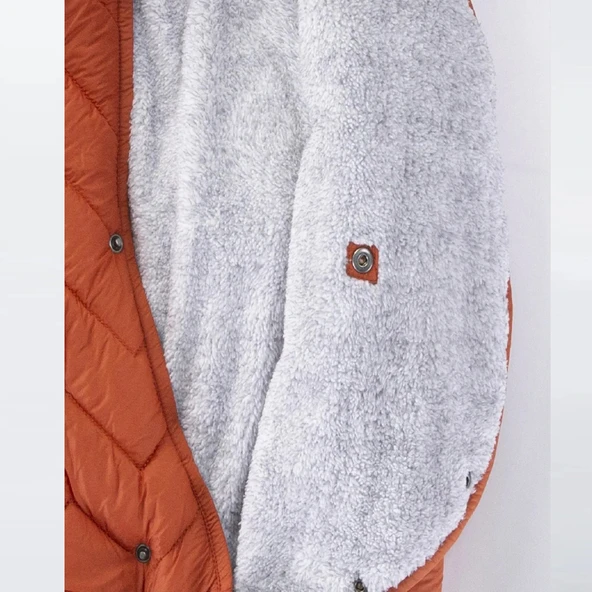 Kapitone İçi Kürklü Peluş Çıtçıtlı Kışlık Kapüşonlu Çocuk Erkek Bebek Astronot Tulum Kozmonot Mont - 8