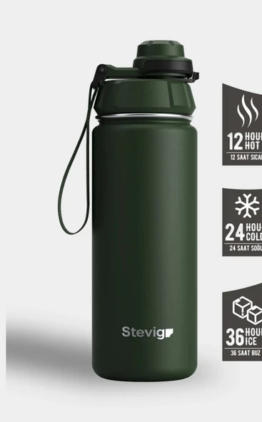 Stevig ST-208 1 Hand Leak-Proof Sızdırmaz Çelik Termos 500ML Green - 2