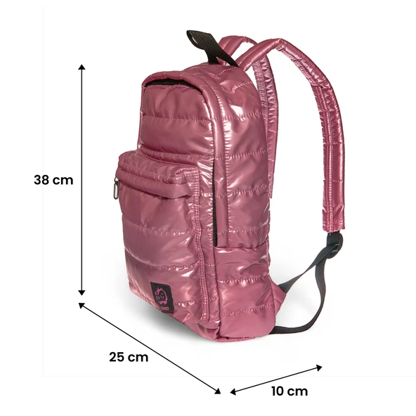 Biggdesign Moods Up Loved Kapitone Sırt Çantası Su Geçirmez Hafif Okul ve Laptop Çantası Pembe - Resim 4