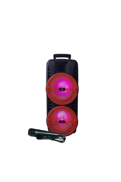 1745 Rgb Ledli Kablolu Mikrofonlu Radyolu Taşınabilir Bluetooth Hoparlör Parti Speaker - 4