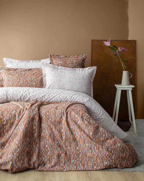 Tek Kişilik Leros Terracota Nevresim Takımı