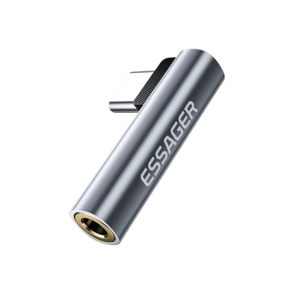 Essager  L Tipi Type-C To 3.5mm Aux Dönüştürücü Type-C To 3.5mm Kulaklık Dönüştürücü Ses Dönüştürücü Kablo