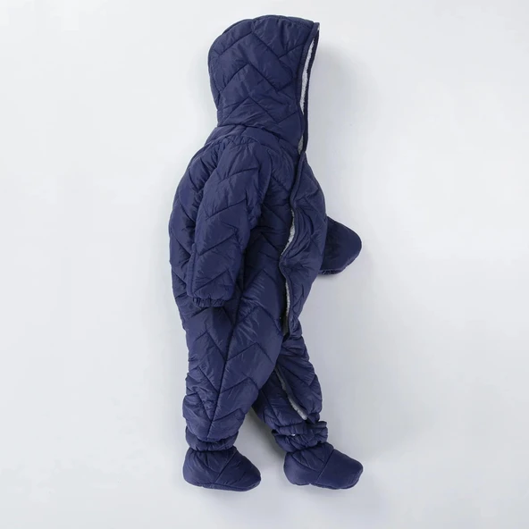 Kapitone İçi Kürklü Peluş Çıtçıtlı Kışlık Kapüşonlu Çocuk Erkek Bebek Astronot Tulum Kozmonot Mont - 12