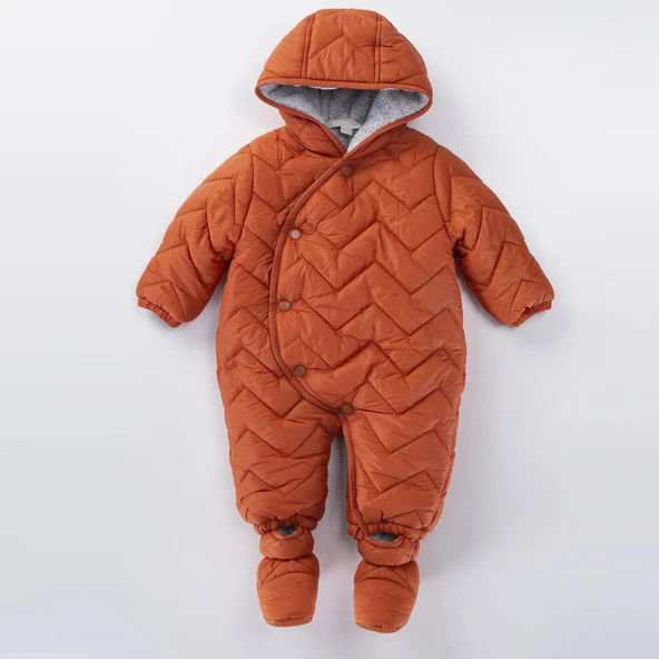 Kapitone İçi Kürklü Peluş Çıtçıtlı Kışlık Kapüşonlu Çocuk Erkek Bebek Astronot Tulum Kozmonot Mont - 4