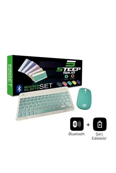Steep Solid Magic Yeşil Şarjlı Bluetooth Klavye Mouse Set