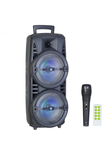1745 Rgb Ledli Kablolu Mikrofonlu Radyolu Taşınabilir Bluetooth Hoparlör Parti Speaker