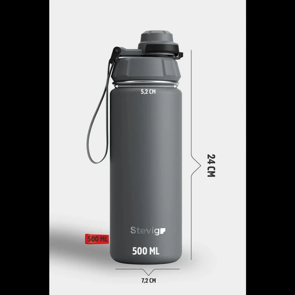Stevig ST-209 1 Hand Leak-Proof Sızdırmaz Çelik Termos 500ML Grey