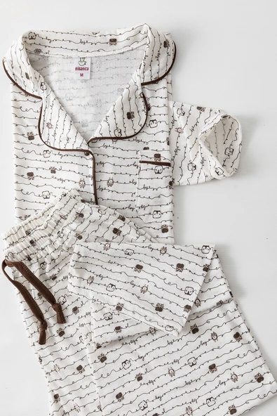 Uzun Kol Gömlek Yaka Kadın Büyük Beden  Pinterest Pijama Takımı - Mevsimlik Kadın Pijama - Resim 2