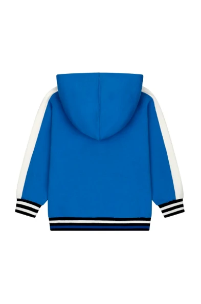 Erkek Çocuk Kanguru Cepli Nakışlı Kolları Bantlı Kapüşonlu Sweatshirt - Resim 3