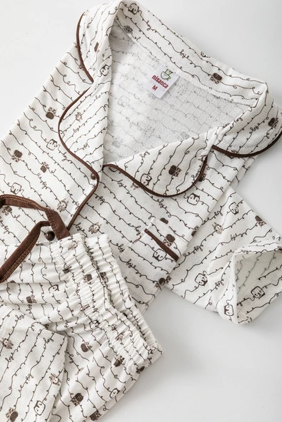 Uzun Kol Gömlek Yaka Kadın Büyük Beden  Pinterest Pijama Takımı - Mevsimlik Kadın Pijama - Resim 7