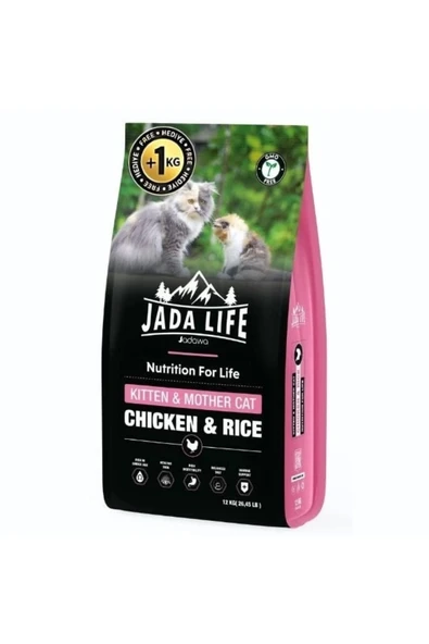 Jada Life Premium Kitten & Mother Tavuklu Yavru Ve Anne Kedi Maması 12 Kg 1 Kg Hediyeli - 1