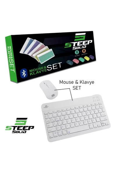 Steep Solid Magic Beyaz Şarjlı Bluetooth Klavye Mouse Set - 4