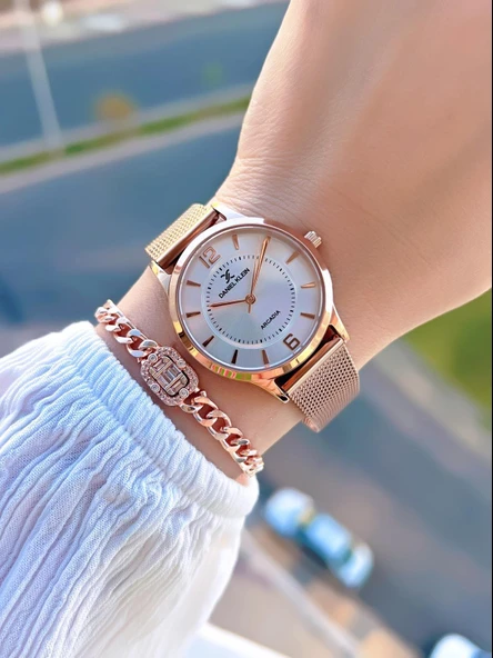 Daniel Klein Hasır Kordon 3 Atm Suya Dayanıklı 2 Yıl Garantili Kadın Kol Saati+Bileklik BDK.13306.7 - Resim 2