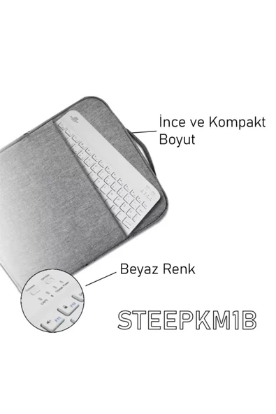 Steep Solid Magic Beyaz Şarjlı Bluetooth Klavye Mouse Set - 2