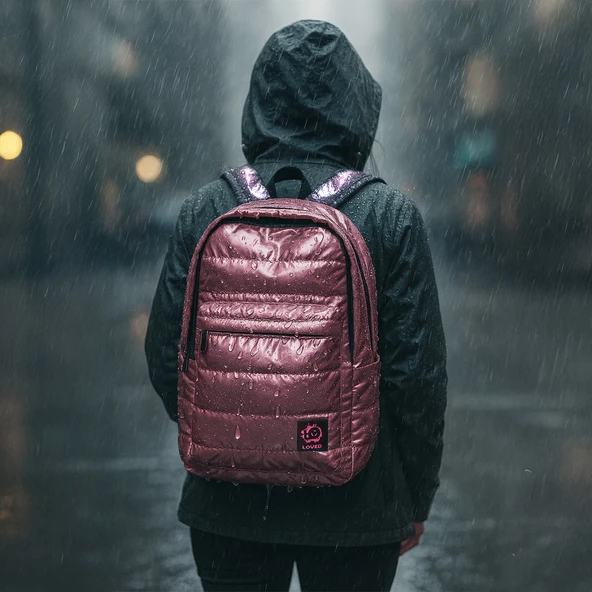 Biggdesign Moods Up Loved Kapitone Sırt Çantası Su Geçirmez Hafif Okul ve Laptop Çantası Pembe - Resim 7