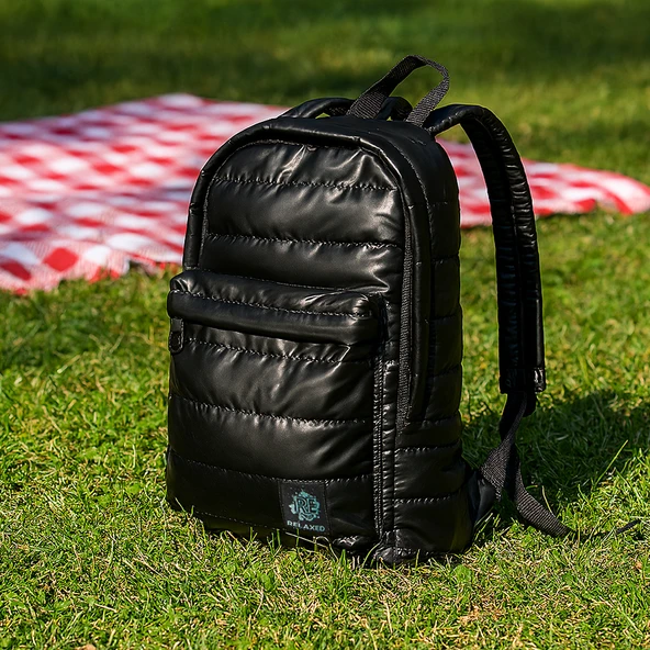 Biggdesign Moods Up Relaxed Kapitone Sırt Çantası Su Geçirmez Kumaşlı Okul ve Laptop Çantası Siyah - Resim 8