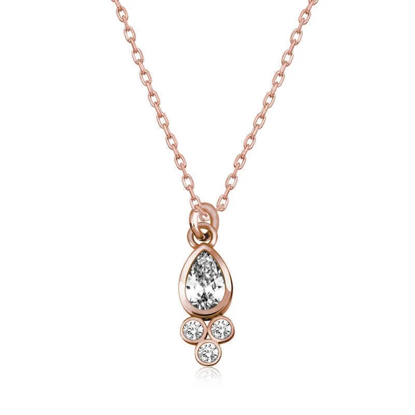 Gümüş Rose Çiğ Damlası Tektaş Bayan Kolye ürün görseli 1