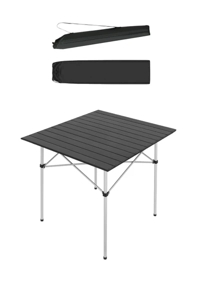 Alüminyum Katlanabilir Kamp ve Piknik Masası - Omuz Askılı Taşıma - Siyah ürün görseli