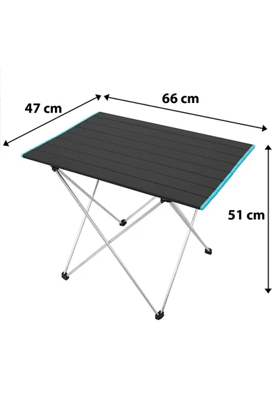 Katlanabilir Alüminyum Kamp Ve Piknik Masası - Çantalı Siyah - Geniş Model - Resim 3