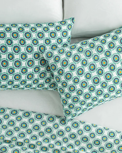 English Home Exotic Circles Kolay Ütülenir 2'li Yastık Kılıfı Koyu Yeşil - 1