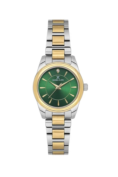 DK102-DK.1.13929-5 ALTIN KAPLAMA YEŞİL KADRAN KADIN KOL SAATİ ürün görseli 1