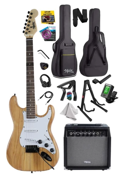 Midex RPH-320WD-35AMP Ahşap Renk Strat Kasa SSS 35W Amfili Elektro Gitar Seti ürün görseli 1