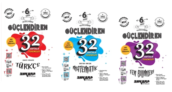 ANKARA YAYINCILIK 6. SINIF Güçlendiren 32 Haftalık Türkçe - Matematik - Fen Bilimleri Kazanım Denemeleri ürün görseli